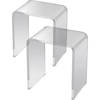 Konferenční stolek Vevor Boční stolky z čirého akrylu c‑tvar 2 ks do obývacího pokoje a ložnice
