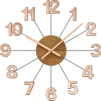 Hodiny VLAHA VCT1075 - Dřevěné růžovo-stříbrné hodiny DESIGN vyrobené v Čechách