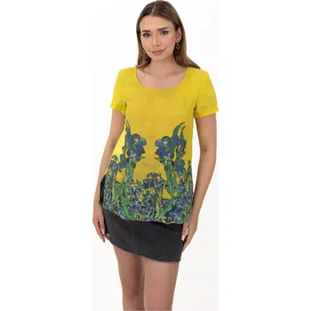 Lněné tričko Vincent Van Gogh Váza s Irisy / Vase with the irises Velikost trička: EU 36