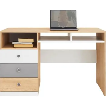 Psací stůl PC stolek Peluga PL08, Barva dřeva: dub sušenkově hnědý / bílá lux + šedá MIRJAN 5903211165313