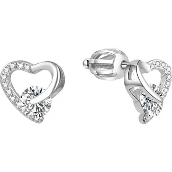 Náušnice Stříbrné srdíčkové náušnice AGUP1538S Beneto
