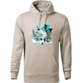 Pánská mikina Bílý nosorožec (Pecka design) - Mikina pánská Cape s kapucí - 2XL ( Ledově šedá )
