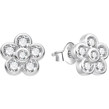 Náušnice Stříbrné kytičkové náušnice s čirými zirkony AGT-E257PW Agato