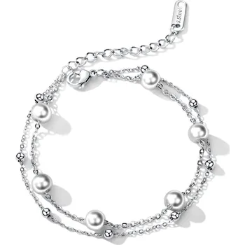 Náramek Dvojitý ocelový náramek s perličkami Troli