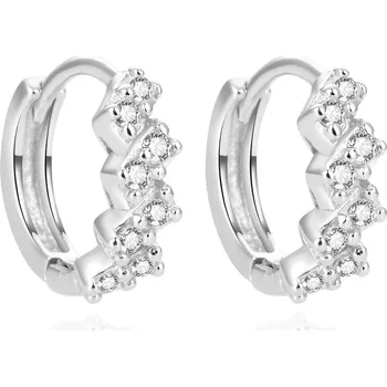 Šperk Třpytivé kruhové náušnice ze stříbra se zirkony AGUC2122L Beneto