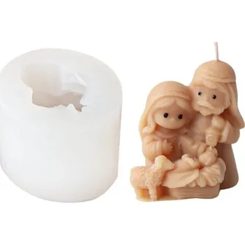 Svíčka Silikonová forma 5 x 5 cm Svatá rodina s Ježíškem Formička na odlévání vosku, pryskyřice, sádry, mýdla a vánočních svíček