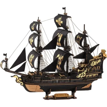 ostatní stavebnice ROKR Mořský koník 47 × 18 × 39 cm 3D dřevěná stavebnice plachetnice 603 dílků