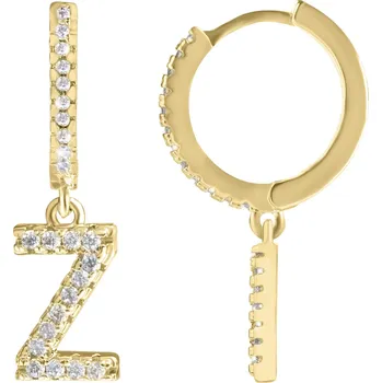 Náušnice Kruhová pozlacená single náušnice "Z" se zirkony Troli