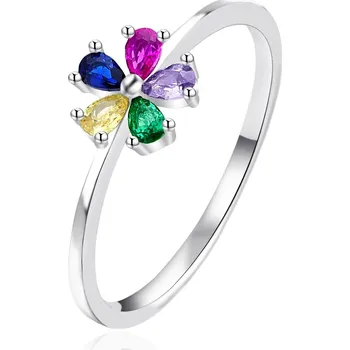 Prsten Stříbrný prsten Kytička s barevnými zirkony AGT-R32C Agato / Obvod: 52 mm - 52 mm