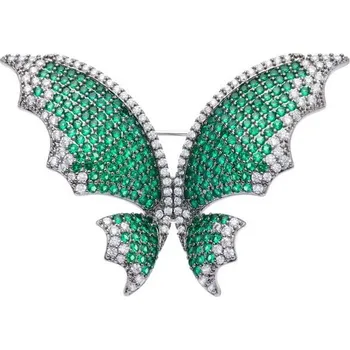 Brož Třpytivá brož se zelenými krystaly Motýl Chara 58055 Oliver Weber