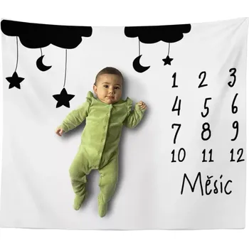 deka Sablio Milníková deka Noční obloha černá: 100x100 cm