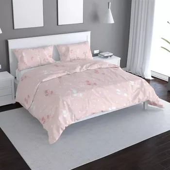 Povlečení Sablio Povlečení Bílé a růžové květy - 140x220 / 90x70