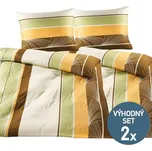 KNITVA Saténové ložní povlečení SELINA hnědo-zelené 2x 140/200 + 2x 70/90