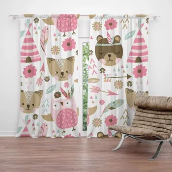 Závěs Sablio Závěs Lesní zvířátka: 2ks 140x250cm