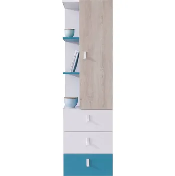 regál Regál Legimi LG07, Barva: bílý / dub + modrý MIRJAN 5903211039744