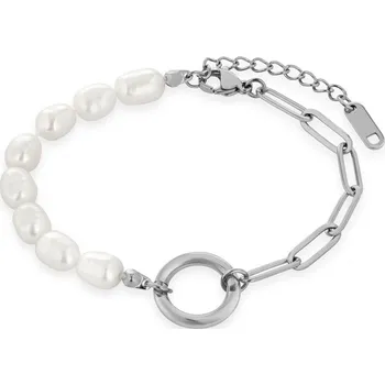 Náramek Půvabný ocelový náramek s perlami TO3942 Troli