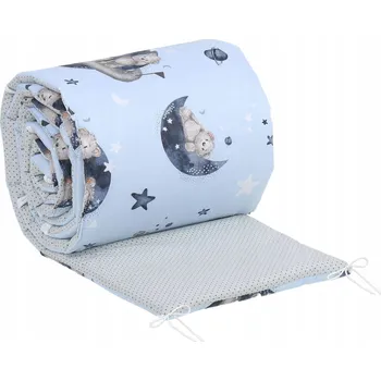 Příslušenství pro dětskou postel a kolébku Ochranný mantinel do postýlky 180x30 cm BABYMAM PREMIUM - Medvídci ve vesmíru/tm. tečky na šedé