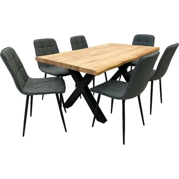 Jídelní set Vikio Jídelní set pro 6 osob 160x90 cm dub-šedá VJS216-60S ZA AKČNÍ CENU