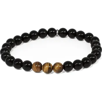 Náramek Korálkový náramek z onyxu a tygřího oka MINK141/21 Agato