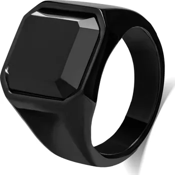 Prsten Masivní prsten s černým krystalem Troli / Obvod: 58 mm - 58 mm