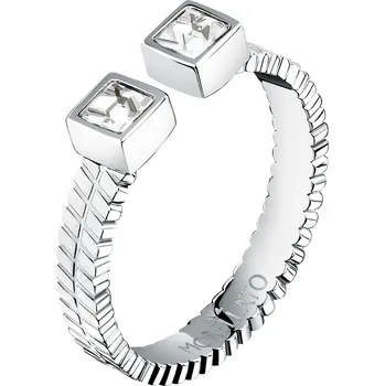 Prsten Otevřený ocelový prsten s krystaly Gioia SAVY3901 Morellato / Obvod: 58 mm - 58 mm