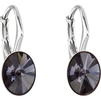 Náušnice Blyštivé oválné náušnice s krystaly Swarovski 31276.3 graphite Evolution Group