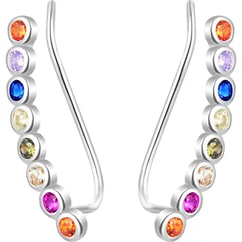 Náušnice Podélné stříbrné náušnice s barevnými zirkony AGT-E027VC Agato