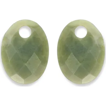 Náušnice Oválné přívěsky na náušnice ze zeleného nefritu EAGEM61-MO Sparkling
