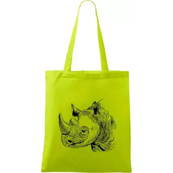 Nosorožec černobílý (Pecka design) - Taška bavlněná - 42 x 38 cm ( Limetková )