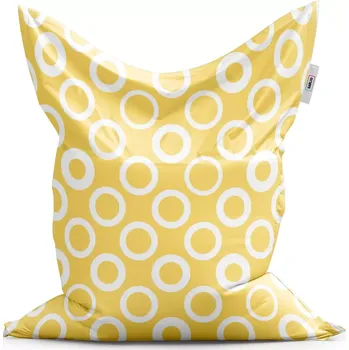 Sedací pytel Sablio Sedací vak Classic Bílé kruhy na žluté - 150x100 cm