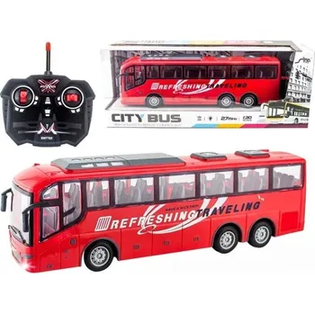 RC model auta RC autobus 1:30 31,5×11,5×8 cm Elektrický model 27 MHz 4kanálové dálkové ovládání LED světla Městský turistický autobus pro děti
