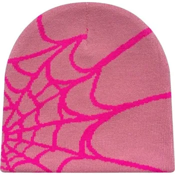 Čepice Univerzální pletená čepice 22 × 22 cm Pro muže i ženy Styl Y2K s motivem pavučiny Módní čepice Four Seasons na venkovní sporty a jízdu na koni růžová