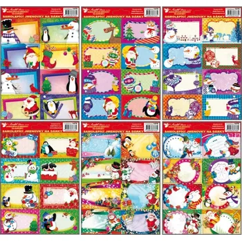 Obálka Samolepicí jmenovky na dárky vánoční 3D s glitry 8ks, 20x14cm 1475