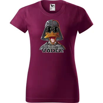 Dámské tričko levne-damske-bavlnene-tricko-potisk-Star-Wars-kacer-Vader Velikost dámská trička Basic: XXL šířka 59, délka 69, Odstín dámské tričko Basic: Vínové