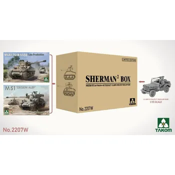 Plastikový model Takom 1/35 SHERMAN² BOX + U.S. Army 1/4Ton Utillty Truck