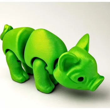 Figurka Flexi 3D prasátko z 3D tiskárny | Svíčkománie3D | Barva: Žluto-zelená lesklá