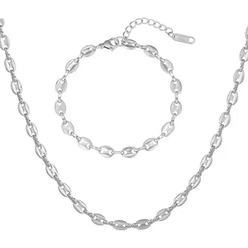 Náramek Nadčasová sada dámských ocelových šperků (náhrdelník, náramek) Troli