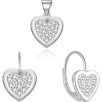 Souprava šperků Romantická stříbrná sada šperků Srdce S0000272 (přívěsek, náušnice) Moiss