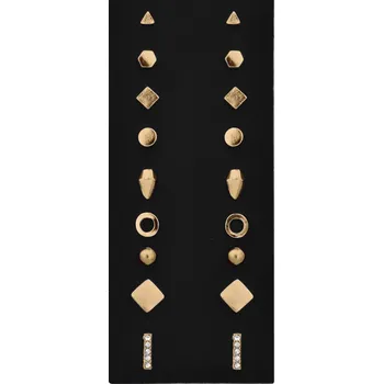 Náušnice Sada pozlacených minimalistických náušnic / pecky Gold (9 párů) Troli