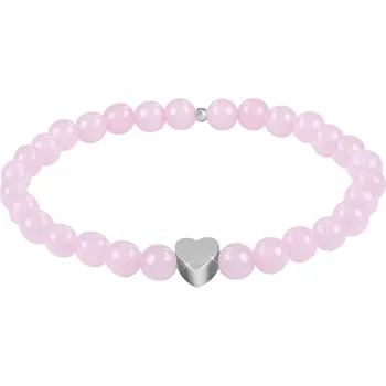 Náramek Korálkový náramek z růženínu se srdíčkem Troli / Délka: 20 cm