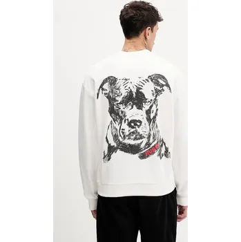 Pánská mikina Bavlněná mikina HUGO Dubraxo pánská, bílá barva, vzorovaná, 50557482 00X, vel. XXL