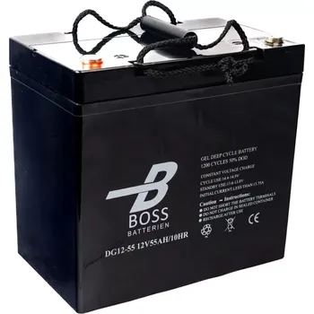 Trakční baterie Trakční baterie BOSS Deep Cycle GEL 12V 55Ah 229x138x208/212 M6 1200 cyklů (Gelová trakční cyklická průmyslová baterie )