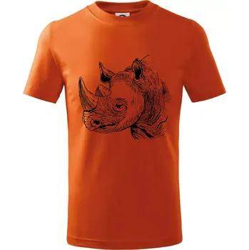 Chlapecké tričko Nosorožec černobílý (Pecka design) - Tričko dětské bavlněné - 146 cm/10 let ( Oranžová )