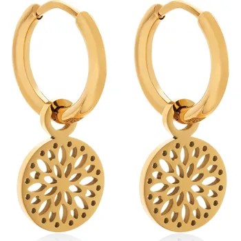 Náušnice Slušivé pozlacené náušnice kruhy 2v1 VABRAE019G Troli