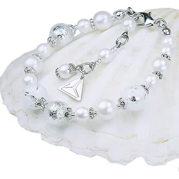 Náramek Elegantní náramek White Lace s perlami Lampglas s ryzím stříbrem BP1 Lampglas