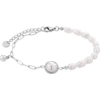 Náramek Půvabný ocelový náramek s perlami VGS1299S-1 Troli