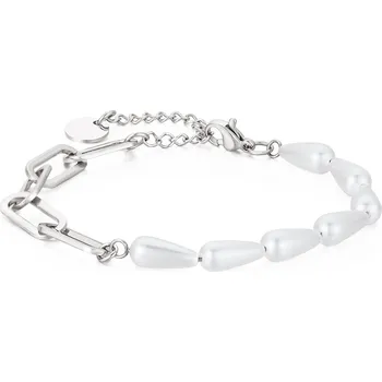Náramek Půvabný ocelový náramek s perlami VWSB001S Troli