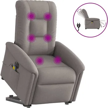 Křeslo Elektrické zvedací masážní polohovací křeslo taupe textil Hnědošedá 3303291