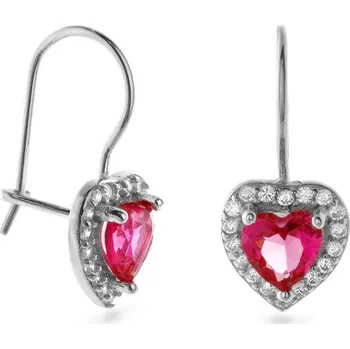 Náušnice Stříbrné visací náušnice Srdíčko se zirkony AJNS0047 Again Jewelry