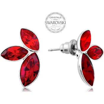Náušnice Náušnice se třemi červenými krystaly Navette Levien